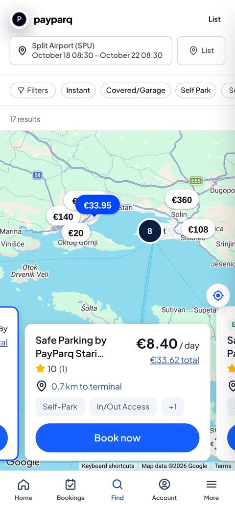 PayParq aplikacija: pretraga parkinga
